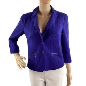 LOFT Royal Blue Blazer Cotton 2 Button Jacket Size 2